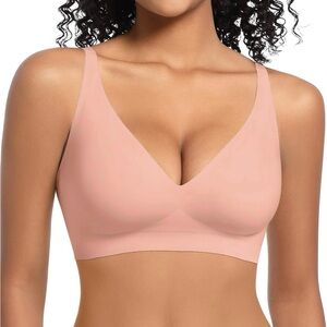 NWT -Deep V-neck Wireless Pink T-shirt Bra